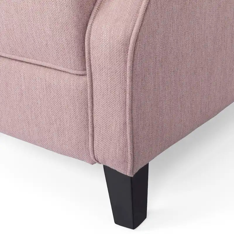 Fauteuil inclinable à dossier capitonné et à oreilles, avec pieds en bouleau, rose clair/beige – 1 place