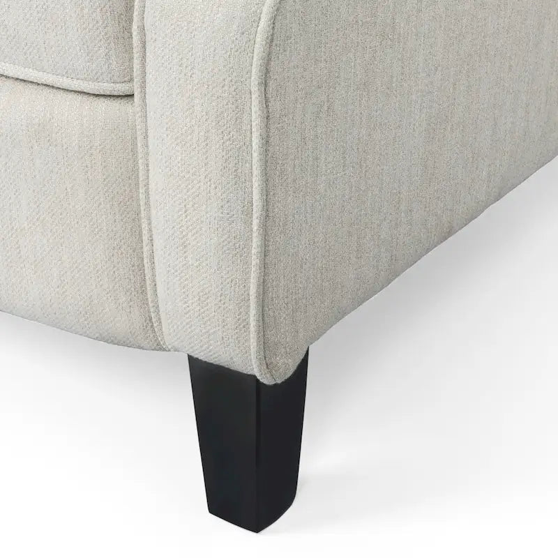 Fauteuil inclinable à dossier capitonné et à oreilles, avec pieds en bouleau, rose clair/beige – 1 place