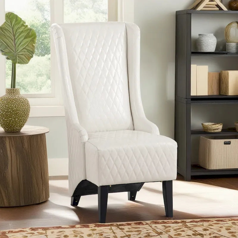 Fauteuil capitonné à dossier haut en tissu, avec pieds en bois de bouleau – 1 place – Noir/Gris/Bleu/Vert Rétro/Blanc