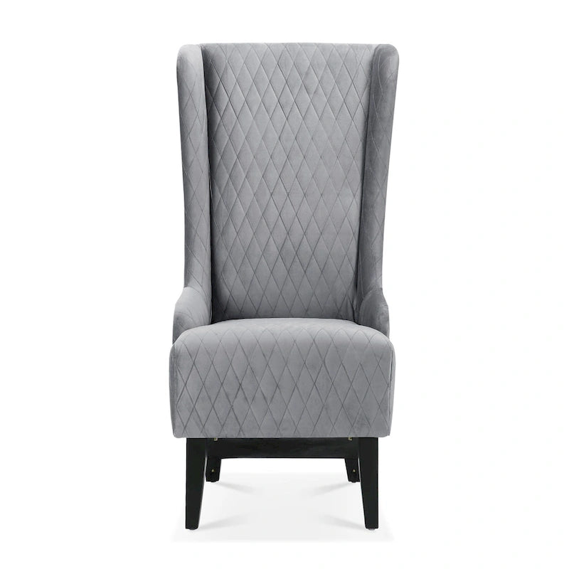 Fauteuil capitonné à dossier haut en tissu, avec pieds en bois de bouleau – 1 place – Noir/Gris/Bleu/Vert Rétro/Blanc