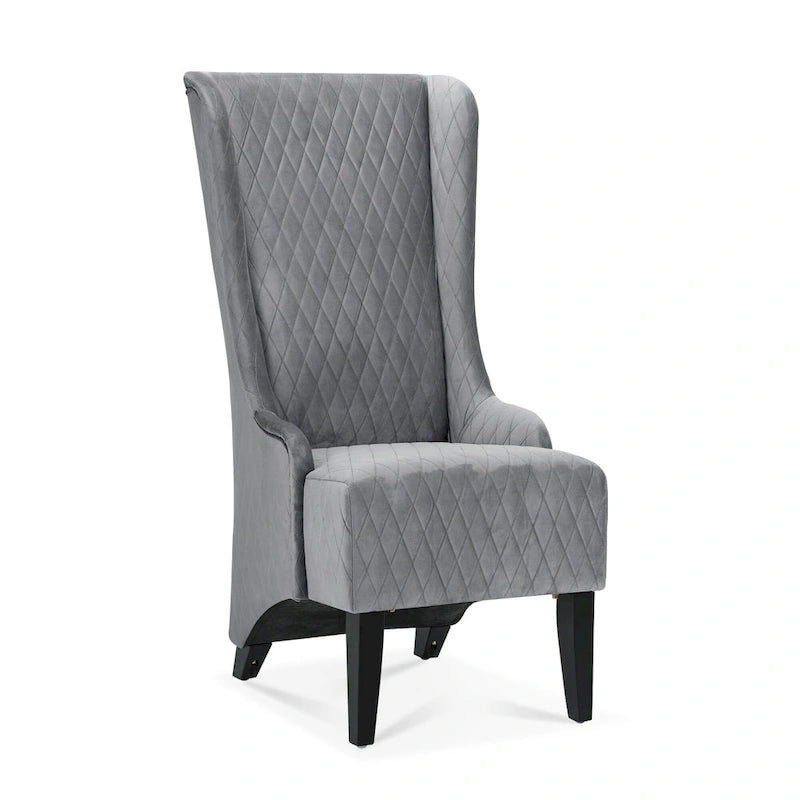 Fauteuil capitonné à dossier haut en tissu, avec pieds en bois de bouleau – 1 place – Noir/Gris/Bleu/Vert Rétro/Blanc
