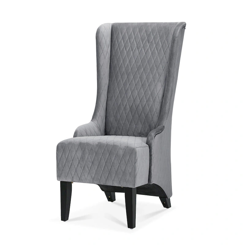 Fauteuil capitonné à dossier haut en tissu, avec pieds en bois de bouleau – 1 place – Noir/Gris/Bleu/Vert Rétro/Blanc