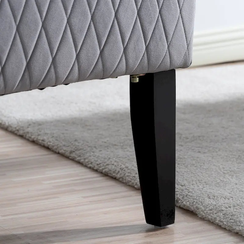 Fauteuil capitonné à dossier haut en tissu, avec pieds en bois de bouleau – 1 place – Noir/Gris/Bleu/Vert Rétro/Blanc