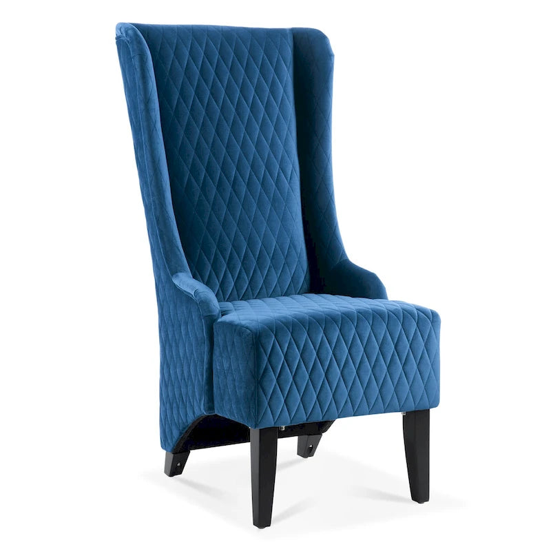 Fauteuil capitonné à dossier haut en tissu, avec pieds en bois de bouleau – 1 place – Noir/Gris/Bleu/Vert Rétro/Blanc