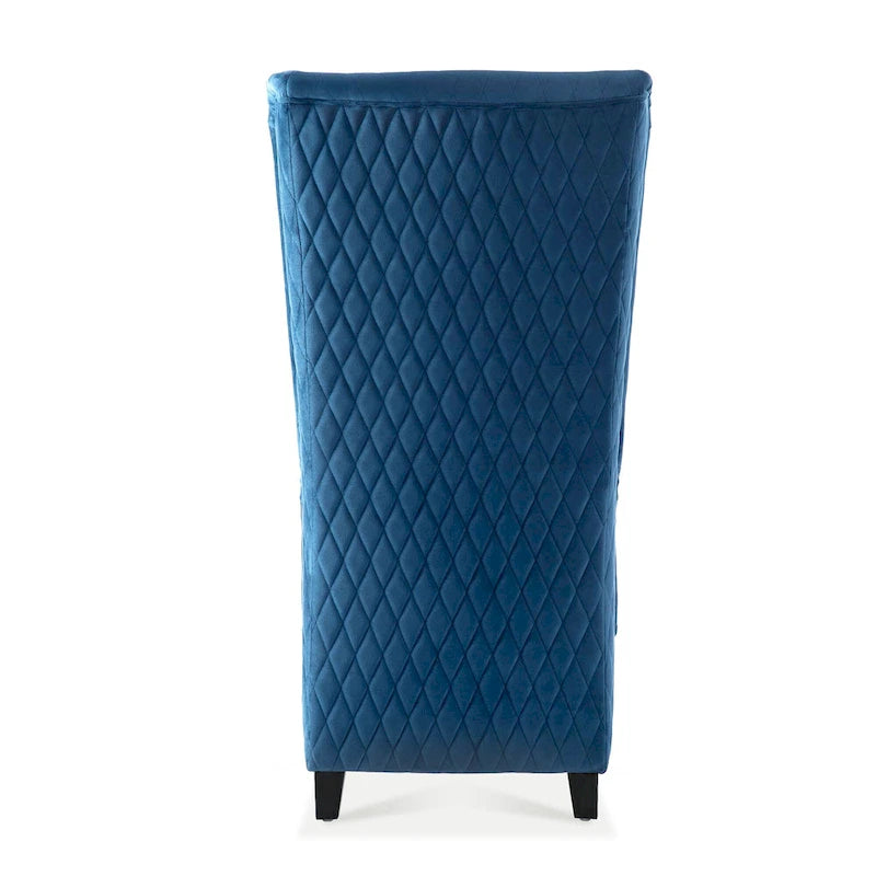 Fauteuil capitonné à dossier haut en tissu, avec pieds en bois de bouleau – 1 place – Noir/Gris/Bleu/Vert Rétro/Blanc