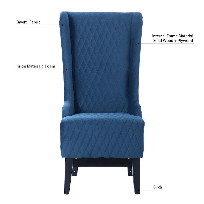 Fauteuil capitonné à dossier haut en tissu, avec pieds en bois de bouleau – 1 place – Noir/Gris/Bleu/Vert Rétro/Blanc