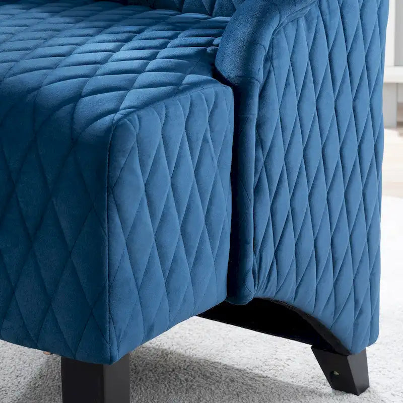 Fauteuil capitonné à dossier haut en tissu, avec pieds en bois de bouleau – 1 place – Noir/Gris/Bleu/Vert Rétro/Blanc