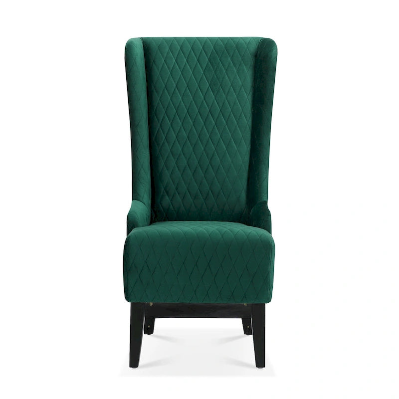 Fauteuil capitonné à dossier haut en tissu, avec pieds en bois de bouleau – 1 place – Noir/Gris/Bleu/Vert Rétro/Blanc