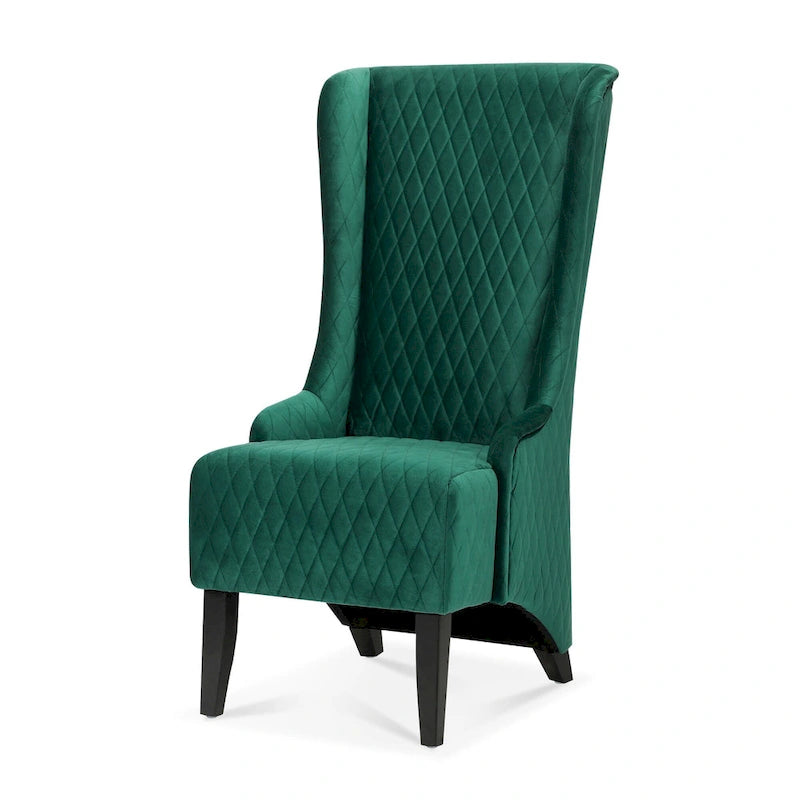 Fauteuil capitonné à dossier haut en tissu, avec pieds en bois de bouleau – 1 place – Noir/Gris/Bleu/Vert Rétro/Blanc