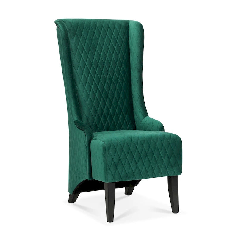 Fauteuil capitonné à dossier haut en tissu, avec pieds en bois de bouleau – 1 place – Noir/Gris/Bleu/Vert Rétro/Blanc