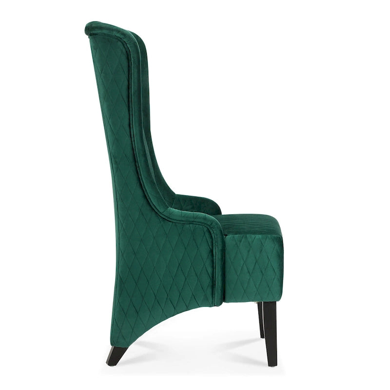 Fauteuil capitonné à dossier haut en tissu, avec pieds en bois de bouleau – 1 place – Noir/Gris/Bleu/Vert Rétro/Blanc