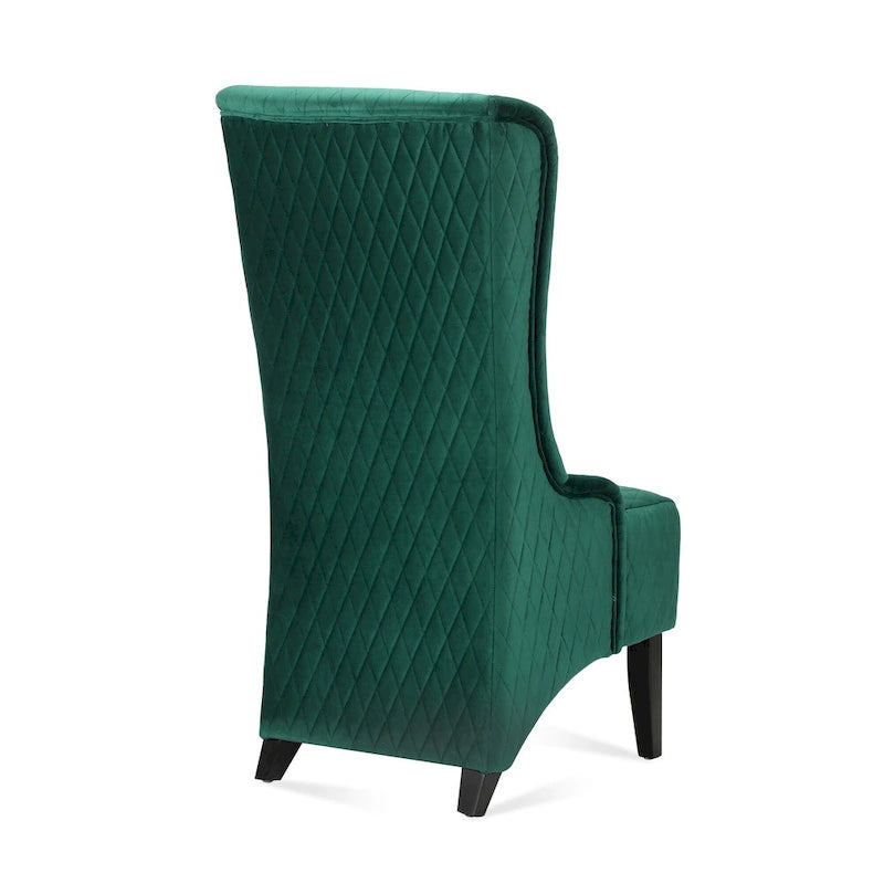 Fauteuil capitonné à dossier haut en tissu, avec pieds en bois de bouleau – 1 place – Noir/Gris/Bleu/Vert Rétro/Blanc