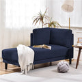 Chaise longue d'angle moderne en lin bleu avec coussins déhoussables – 1 place
