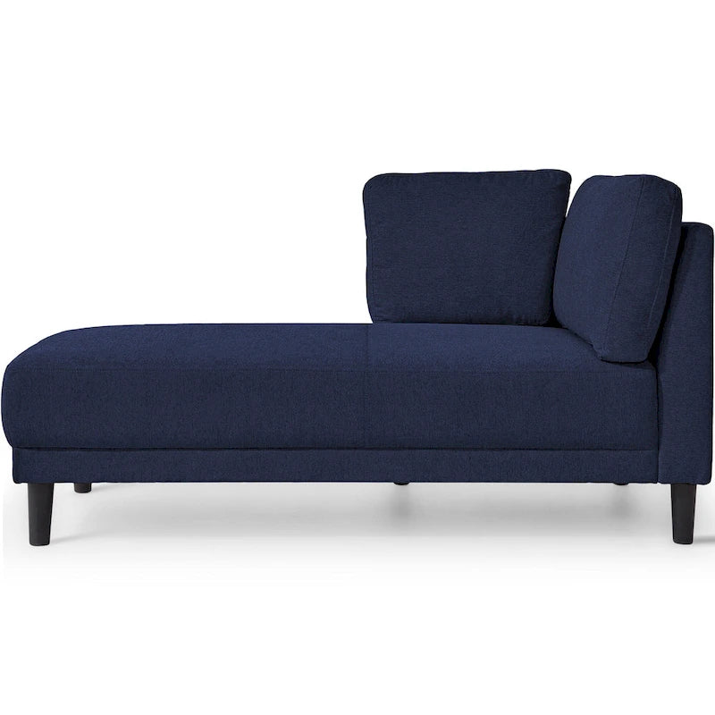 Chaise longue d'angle moderne en lin bleu avec coussins déhoussables – 1 place