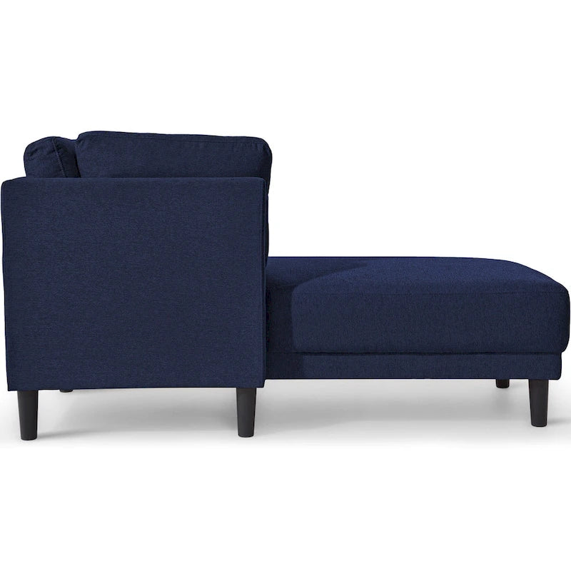 Chaise longue d'angle moderne en lin bleu avec coussins déhoussables – 1 place
