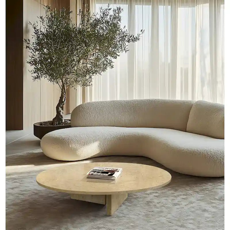 Table Basse en Marbre Naturel Blanc & Naturel / Beige & Jaune / Bleu & Gris