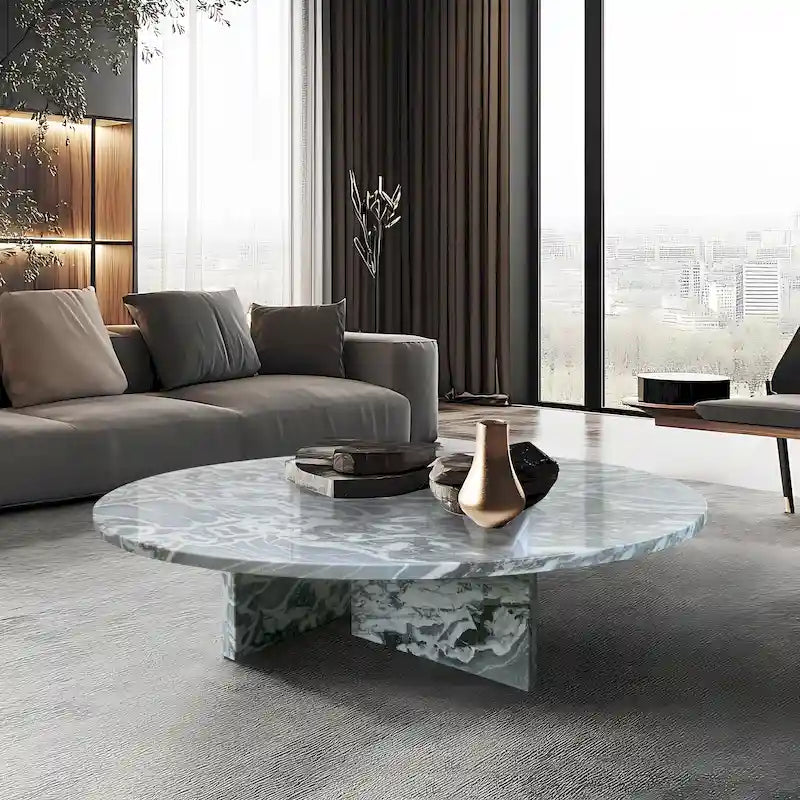 Table Basse en Marbre Naturel Blanc & Naturel / Beige & Jaune / Bleu & Gris