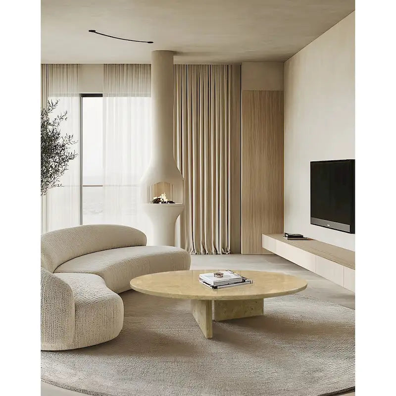 Table Basse en Marbre Naturel Blanc & Naturel / Beige & Jaune / Bleu & Gris