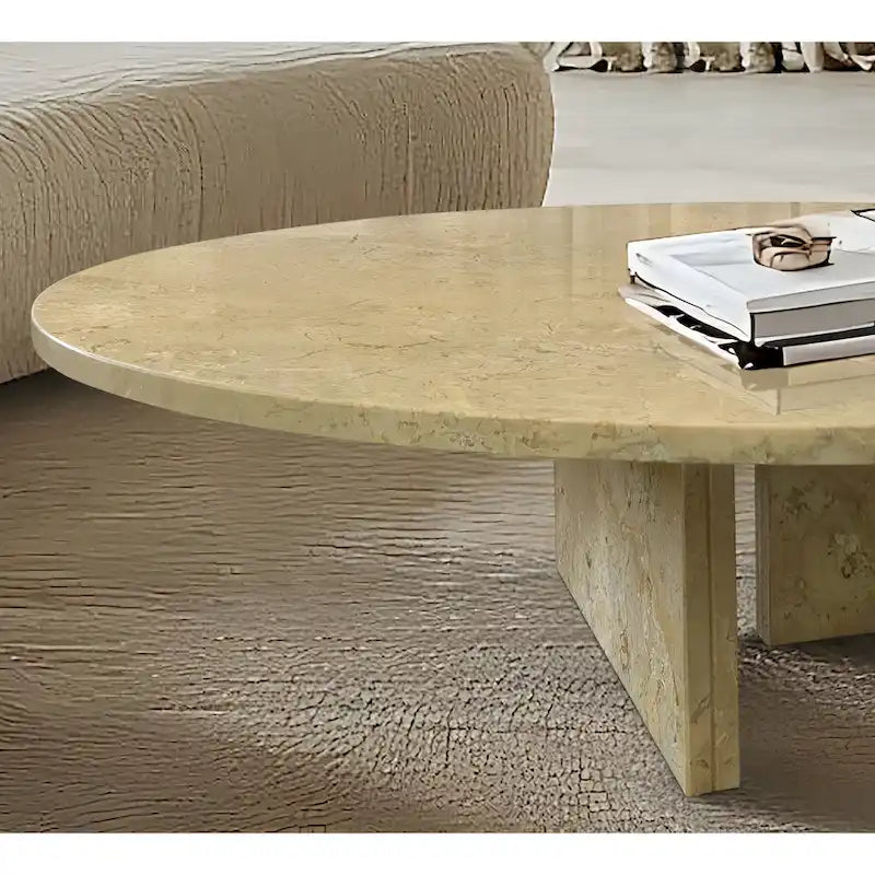 Table Basse en Marbre Naturel Blanc & Naturel / Beige & Jaune / Bleu & Gris