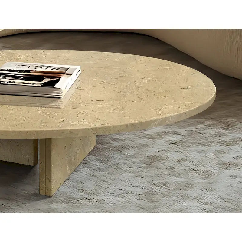 Table Basse en Marbre Naturel Blanc & Naturel / Beige & Jaune / Bleu & Gris
