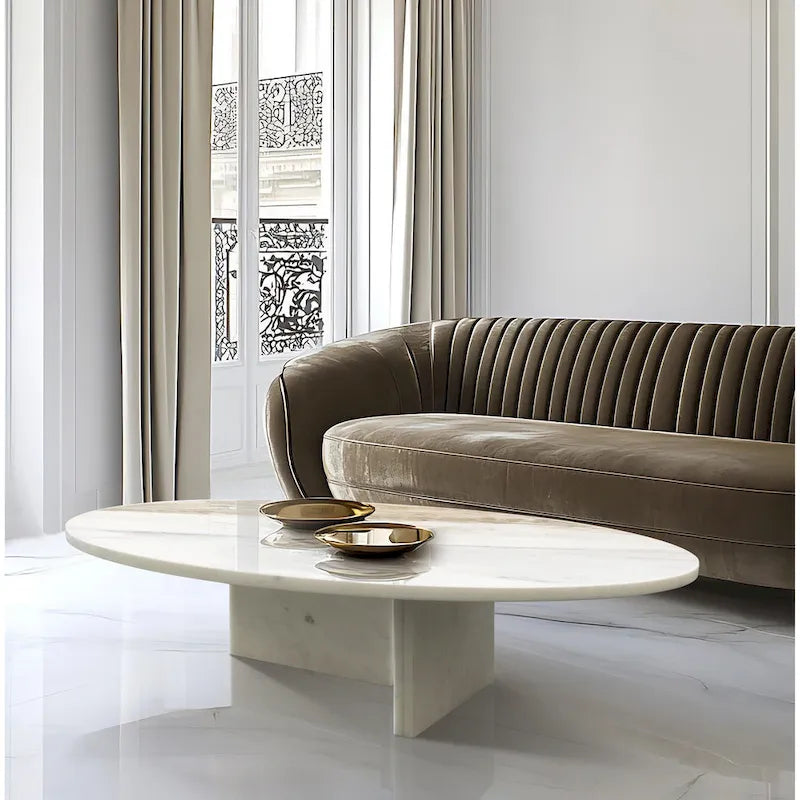 Table Basse en Marbre Naturel Blanc & Naturel / Beige & Jaune / Bleu & Gris
