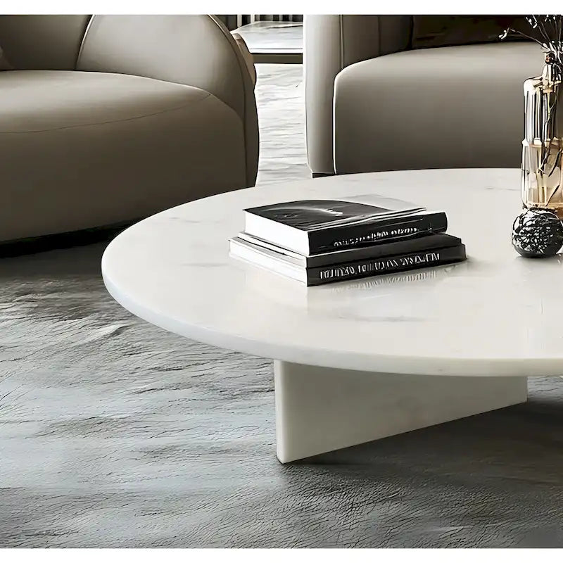 Table Basse en Marbre Naturel Blanc & Naturel / Beige & Jaune / Bleu & Gris