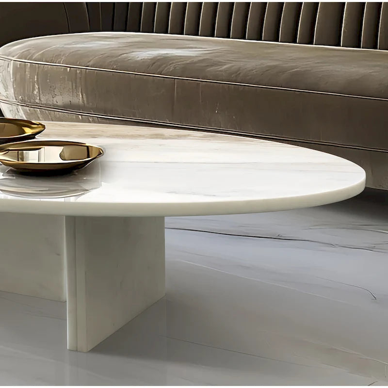 Table Basse en Marbre Naturel Blanc & Naturel / Beige & Jaune / Bleu & Gris