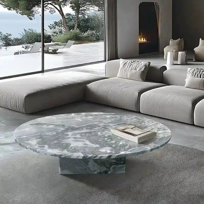 Table Basse en Marbre Naturel Blanc & Naturel / Beige & Jaune / Bleu & Gris