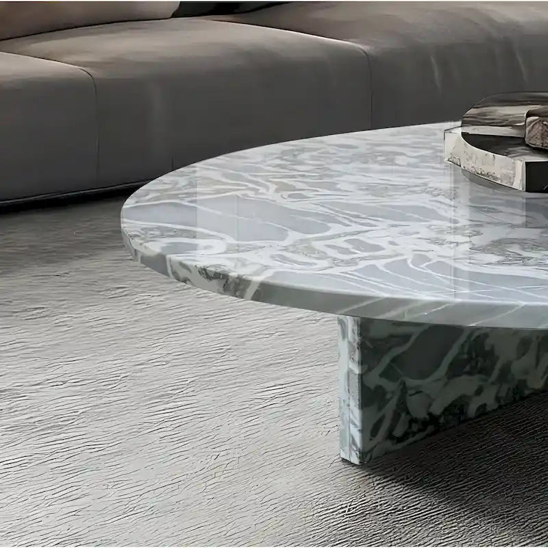 Table Basse en Marbre Naturel Blanc & Naturel / Beige & Jaune / Bleu & Gris