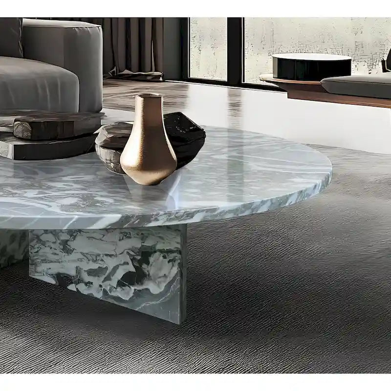 Table Basse en Marbre Naturel Blanc & Naturel / Beige & Jaune / Bleu & Gris
