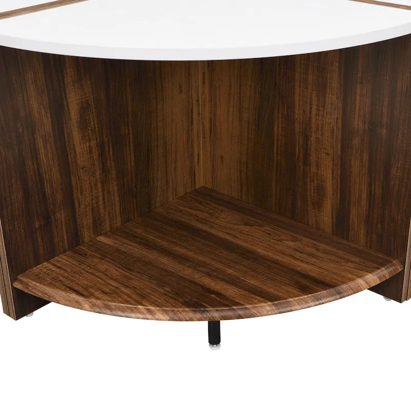 Table basse ronde blanche à double plateau avec rangement – 1 place