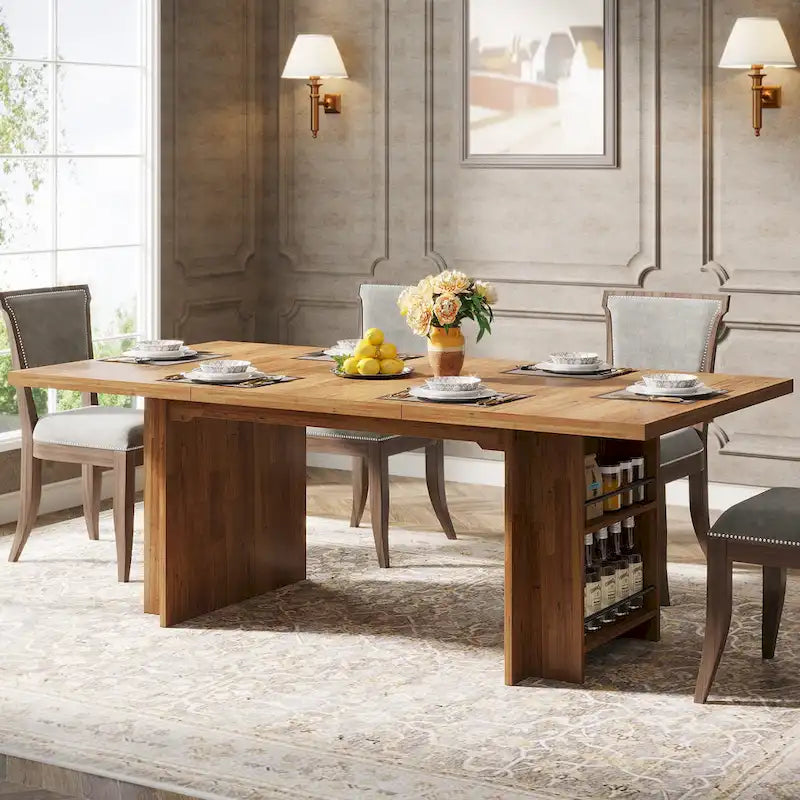 Bureau de direction 160 cm Noyer/Naturel/Marron avec deux étagères de rangement latérales