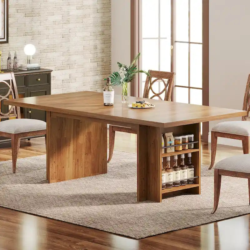 Bureau de direction 160 cm Noyer/Naturel/Marron avec deux étagères de rangement latérales