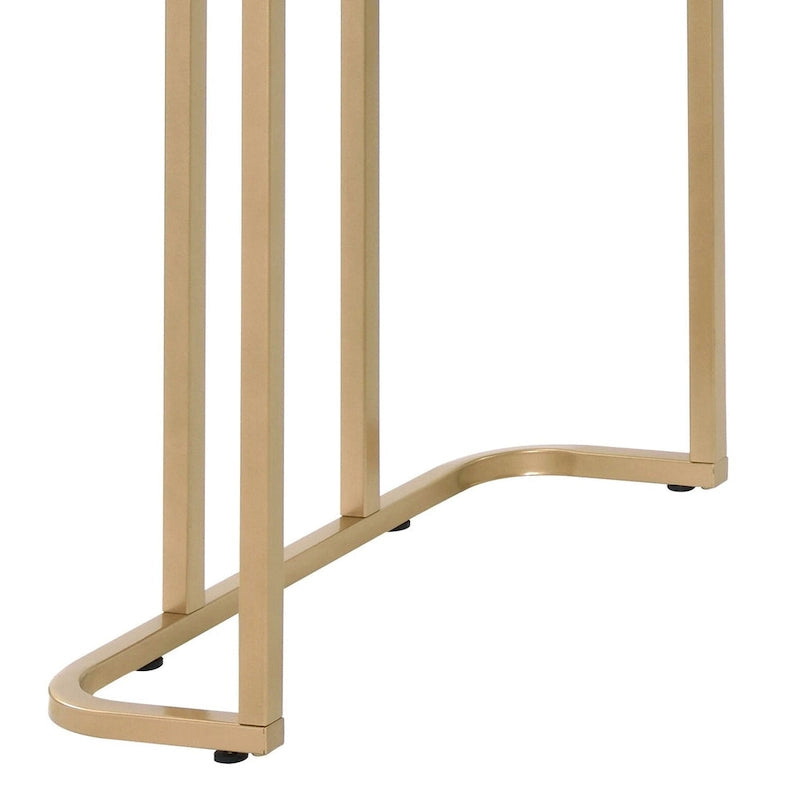 Bureau rectangulaire blanc et or avec piètement ouvert en métal