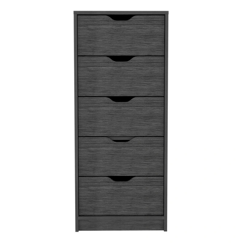 Commode verticale moderne à 5 tiroirs gris foncé/gris clair – Meuble de rangement fin pour chambre ou bureau