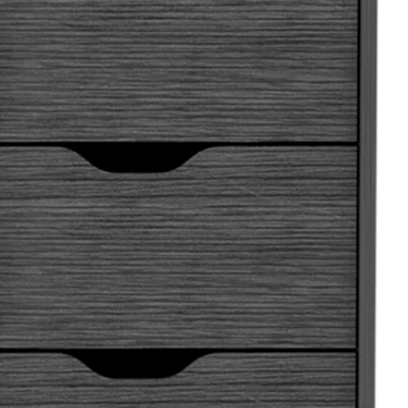 Commode verticale moderne à 5 tiroirs gris foncé/gris clair – Meuble de rangement fin pour chambre ou bureau