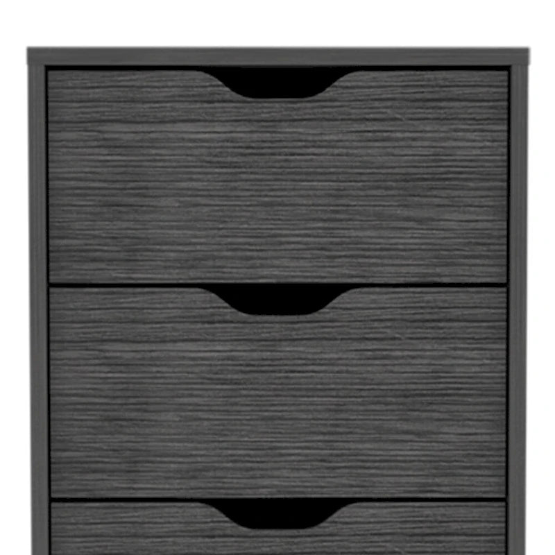 Commode verticale moderne à 5 tiroirs gris foncé/gris clair – Meuble de rangement fin pour chambre ou bureau