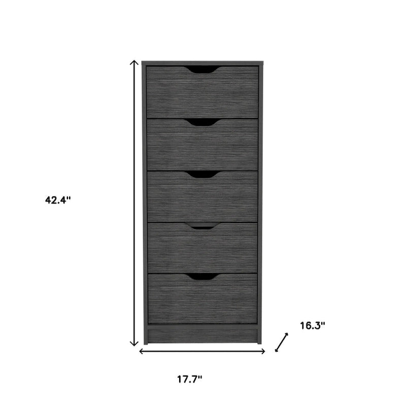 Commode verticale moderne à 5 tiroirs gris foncé/gris clair – Meuble de rangement fin pour chambre ou bureau
