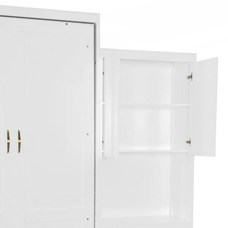 Lit escamotable Espresso Queen avec armoire, bureau et miroir de courtoisie rabattable