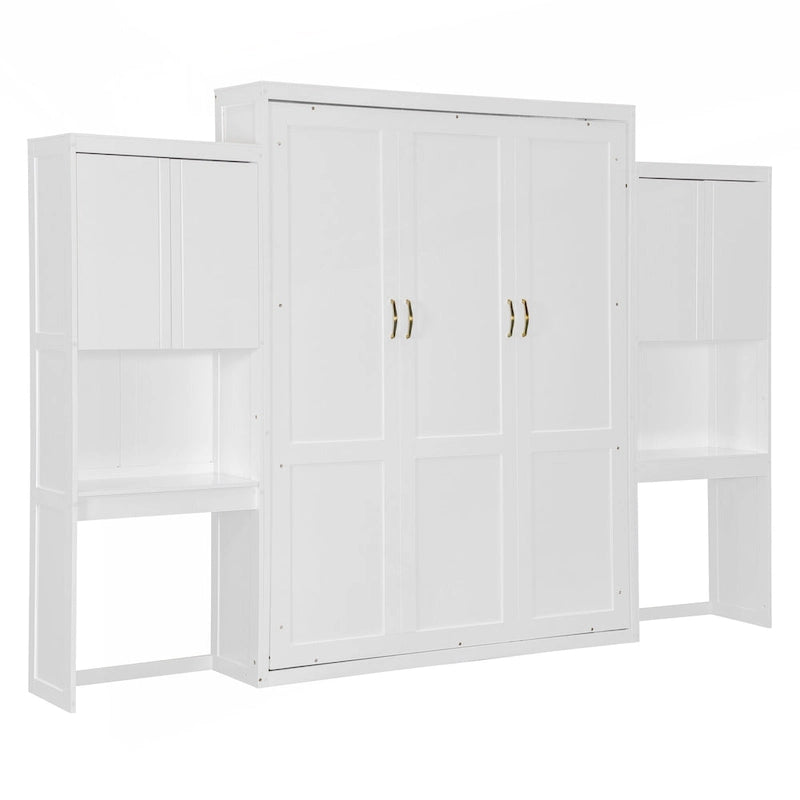 Lit escamotable Espresso Queen avec armoire, bureau et miroir de courtoisie rabattable