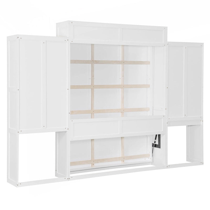 Lit escamotable Espresso Queen avec armoire, bureau et miroir de courtoisie rabattable
