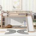 Lit mezzanine double avec toboggan et échelle, coloris chêne blanc / gris / blanc – 1 place