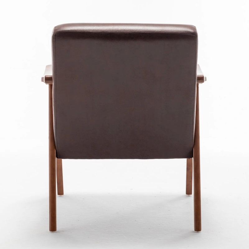 Fauteuil d'appoint brun foncé du milieu du siècle avec cadre en bois d'hévéa – 1 place