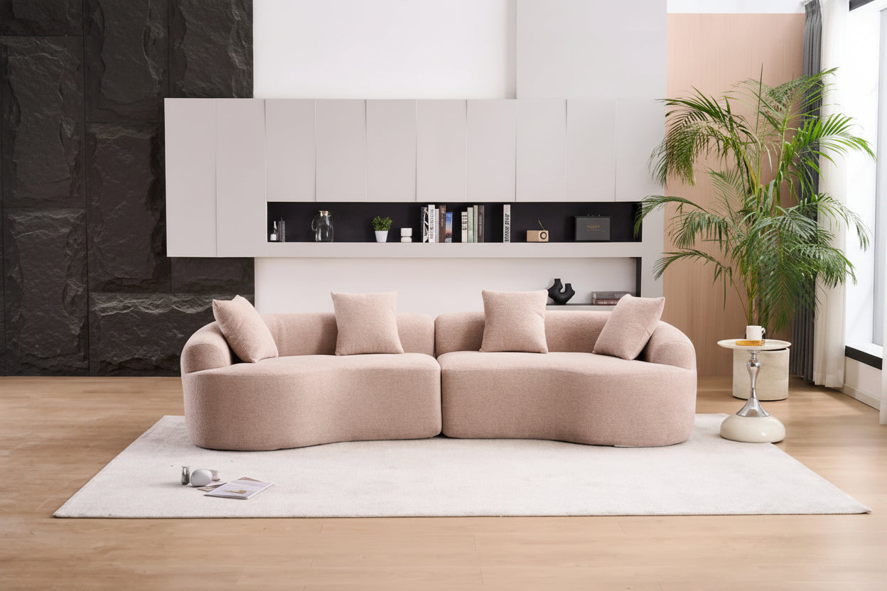 110 Foam Classic 4-Seater Sofa with 4 Pillows for Apartment