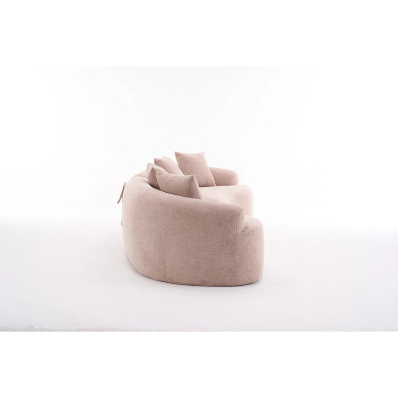 Canapé incurvé en mousse avec oreillers, gris / bleu / beige / marron / blanc / vert / orange – 4 places