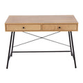 Bureau de style industriel en bois brun et métal noir avec tiroir coulissant