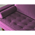 Causeuse capitonnée en velours mi-siècle avec pieds en bois – 2 places – Aubergine / Cyan / Doré / Noir / Gris / Bleu espace / Bleu de Prusse