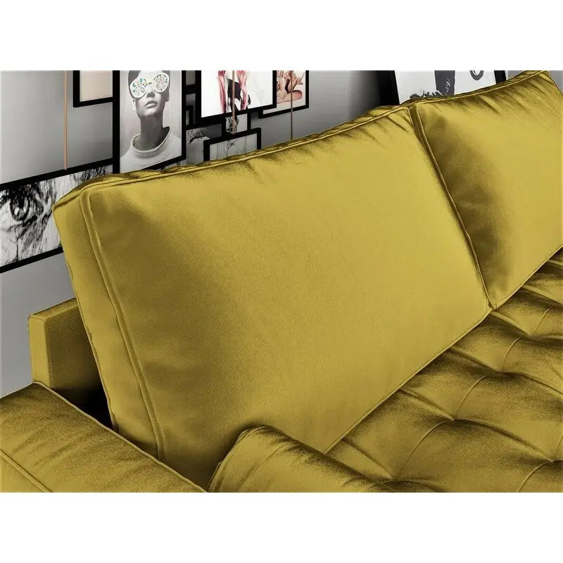 Causeuse capitonnée en velours mi-siècle avec pieds en bois – 2 places – Aubergine / Cyan / Doré / Noir / Gris / Bleu espace / Bleu de Prusse