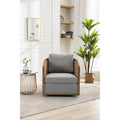 Fauteuil pivotant à 360° en tissu gris/beige/marron/noir carbone/gris huître avec base en métal – 1 place