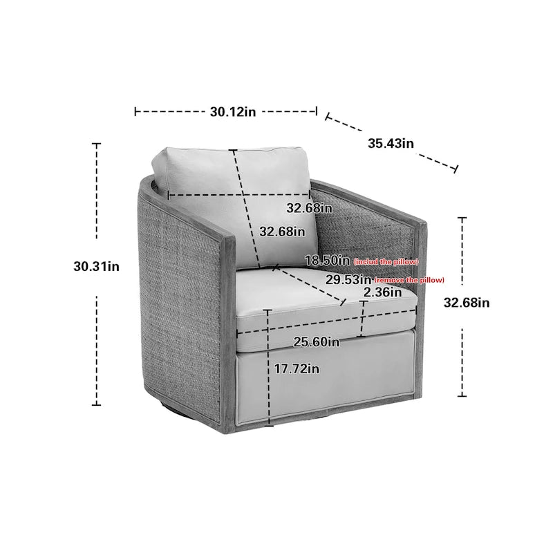 Fauteuil pivotant à 360° en tissu gris/beige/marron/noir carbone/gris huître avec base en métal – 1 place